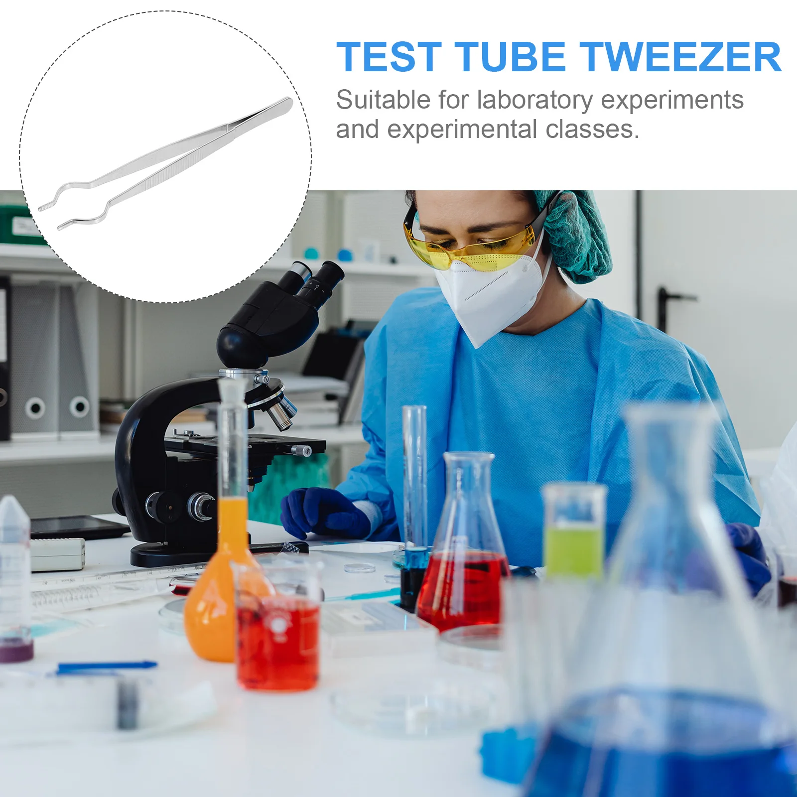 

1pc Stainless Steel Test Tweezers Precision Metal Tweezer Lab Equipment Round Nose Plier For Laboratory Experiments