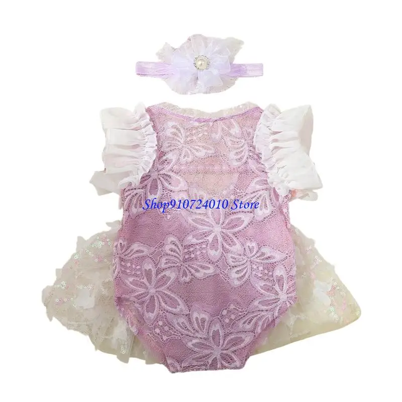 77HD الوليد فتاة صور استوديو الدعامة لينة تول فستان مطاطا زهرة الفرقة التصوير الفوتوغرافي مجموعة #1