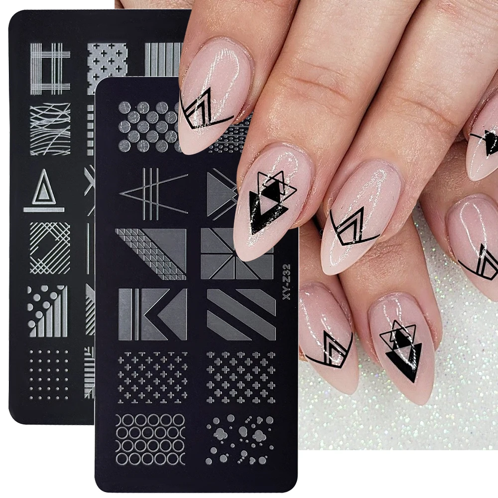 1pc 12*6cm Stainless Steel Stripes Grid Lines Image Nail Template Geometric Nail Art Stamping Plate Reusable Manicure Print Tool