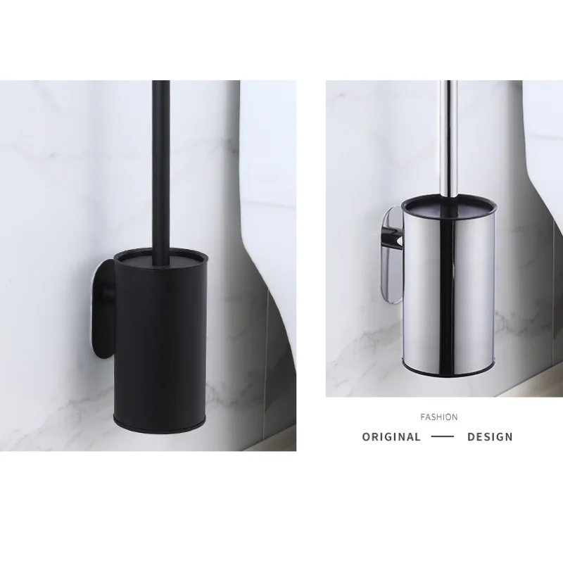 حامل فرشاة المرحاض المثبت على الحائط - تركيب بدون أظافر مع حامل أرضي، مجموعة تنظيف متينة للحمام #4