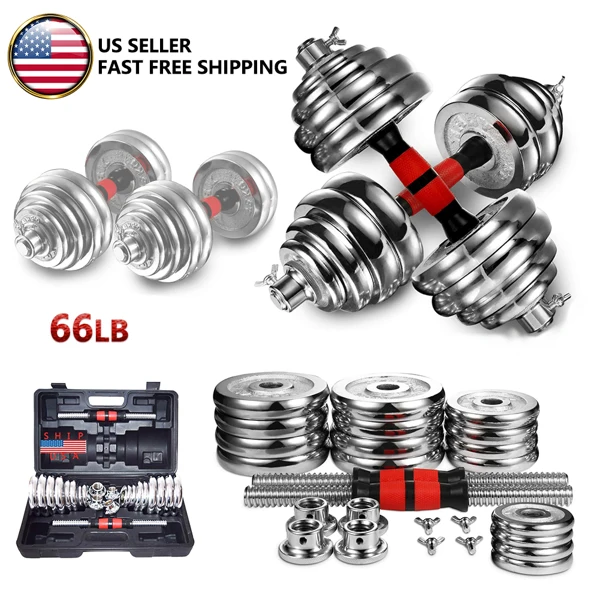 

ZK30 Adjustable Dumbbell Set Home Gym Cast Iron Barbell Sets with Carry Box 66lbs Office Bedroom Workout Dumbbells