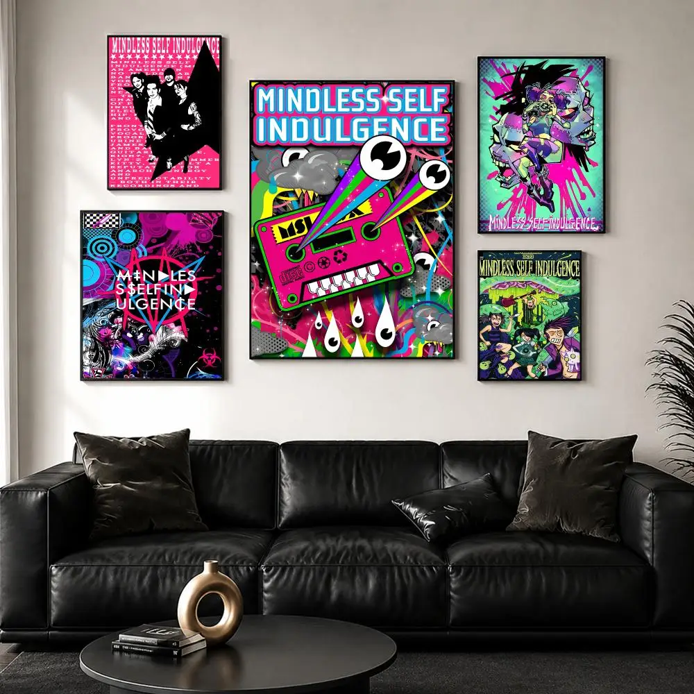 M-Mindless S-Self L-Indulgence Poster Wall Poster Self-adhesive Waterproof for Bedroom/e-sports Room Family Life Pet Anime