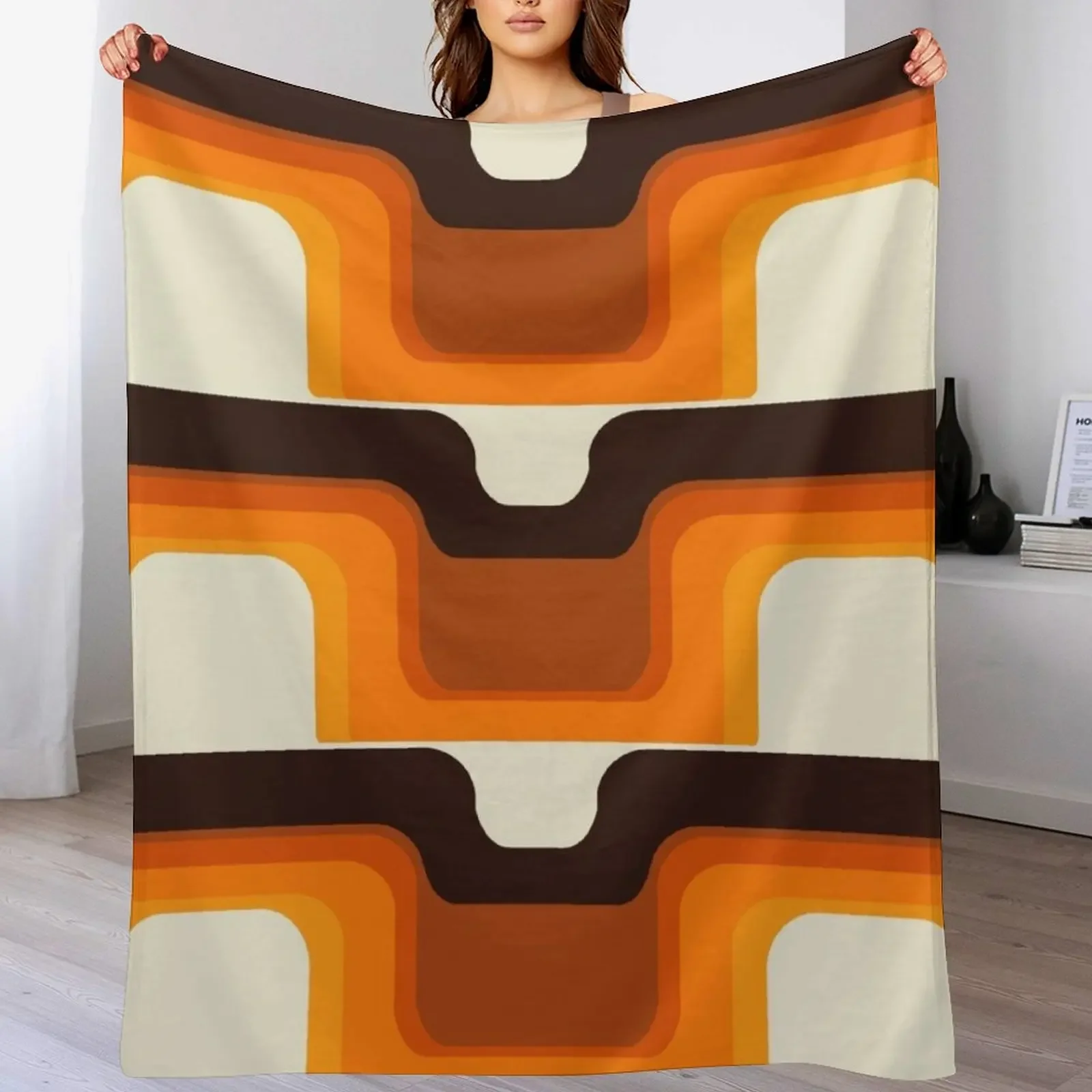 

Mid-Century Modern Meets 1970s Orange Throw Blanket Soft Comfort Blanket for Reading Watching TV