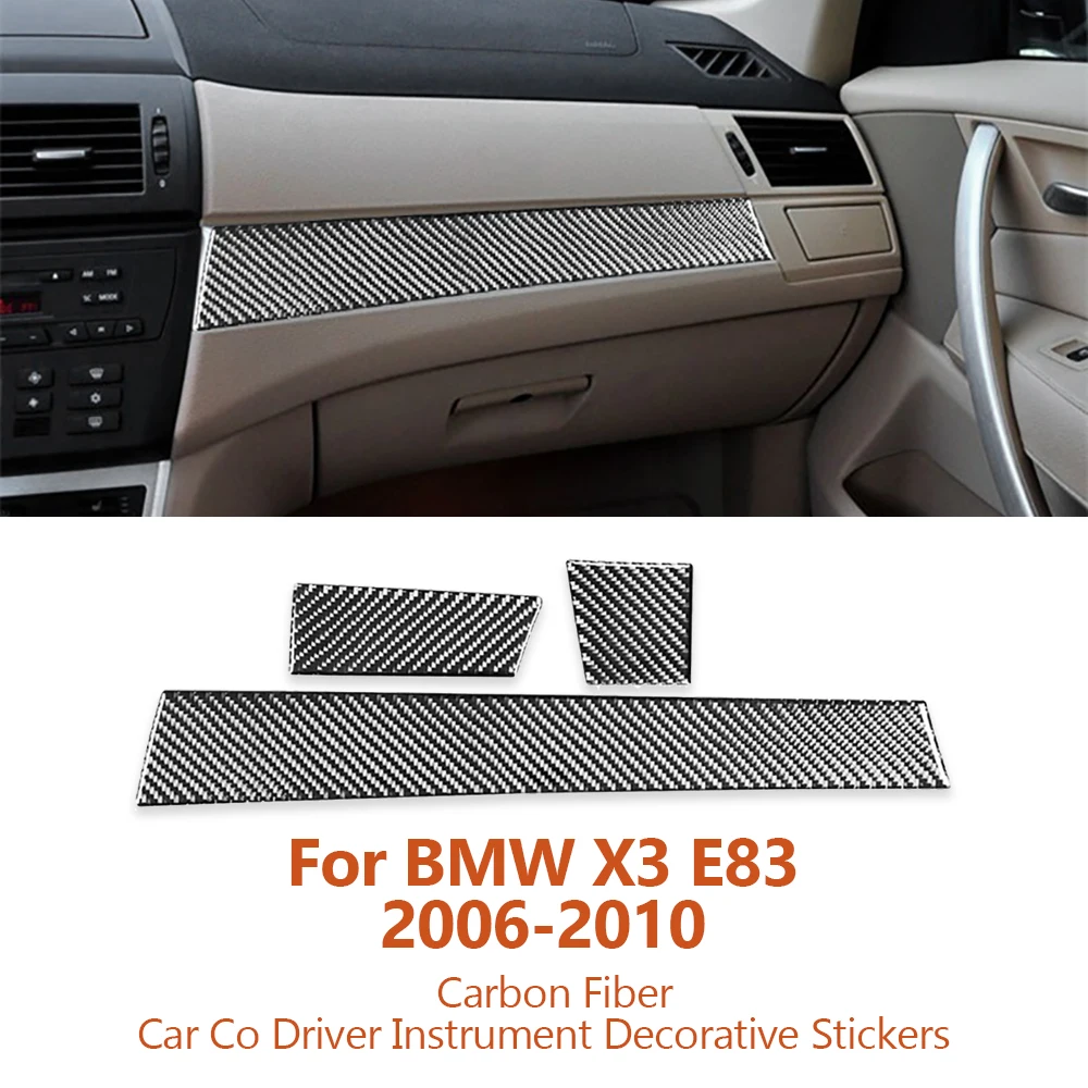 For BMW X3 E83 2006-2010 Car-styling Carbon Fiber Car Front Passenger Instrument Decorative Stickers Interior Auto Accessoriess