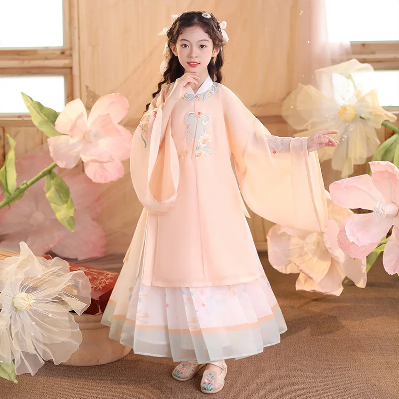 

Girl Autumn New Chinese Style Embroidery Hanfu Dress Fairy Sweet Lovely Princess Skirt Party Evening Performance Vestido Costume