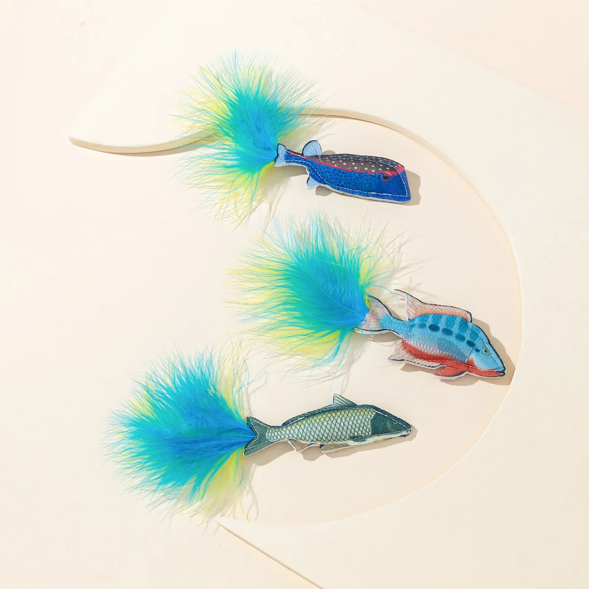 

Deep Sea Fish with Feather Felt Cloth Cat Toy Grinding Teeth Cat Toys Interactive Pet Toys Pet Products Kitten