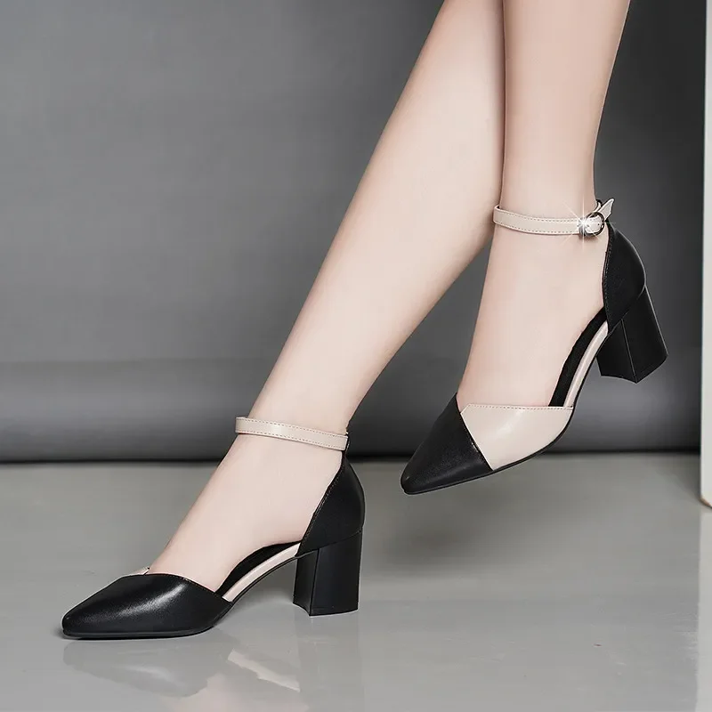 Cresfimix Zapatos De Mujer Women Casual Pointed Toe Black Patent Leather Buckle Strap High Quality Heel Shoes for Party A1021