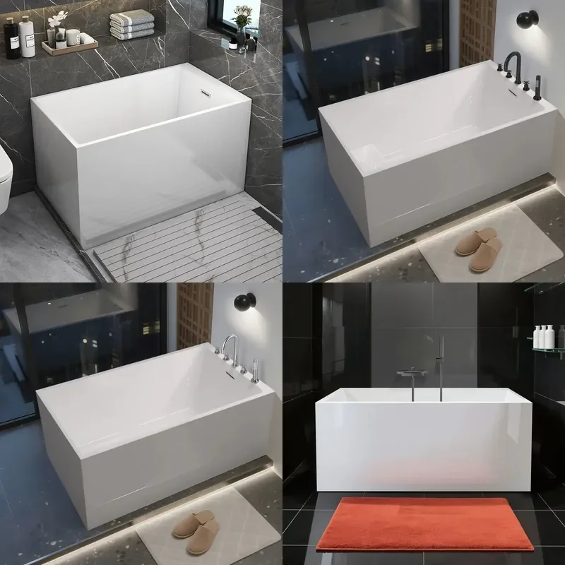 For Small Apartment Japanese Style Acrylic Deepened Integrated Molding Independent Bathtub Mini Deep Bubble Seat Soaking Tub