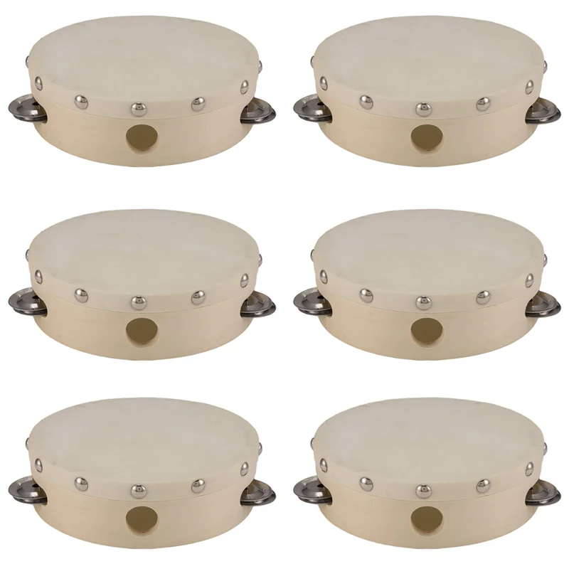 

Набор из 6 металлических ручных тамбуринов A99I с колокольчиками для KTV, вечеринок и детских игр