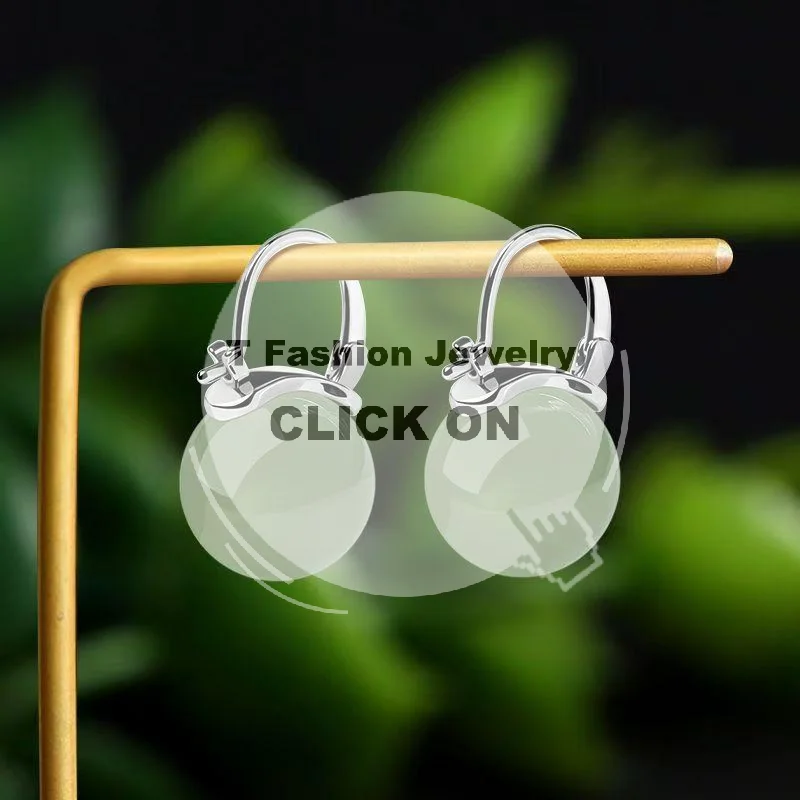 Resin Drop Earrings Hypoallergenic Silver Natural Light Green Dainty Fashion Jewelry for Women Daily Casual Wear