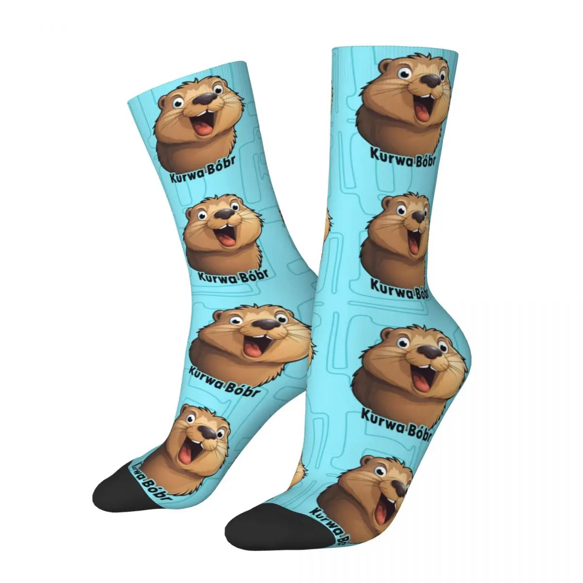 

Retro Kurwa Men's compression Socks Unisex Kurwa Bobr Bober Harajuku Seamless Printed Novelty Crew Sock