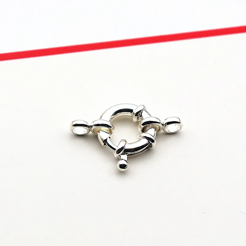 

1PCS Solid 925 Sterling Silver Clasp Connector Pendant Buckle Large Spring Round Bracelet Necklace Accessories Making
