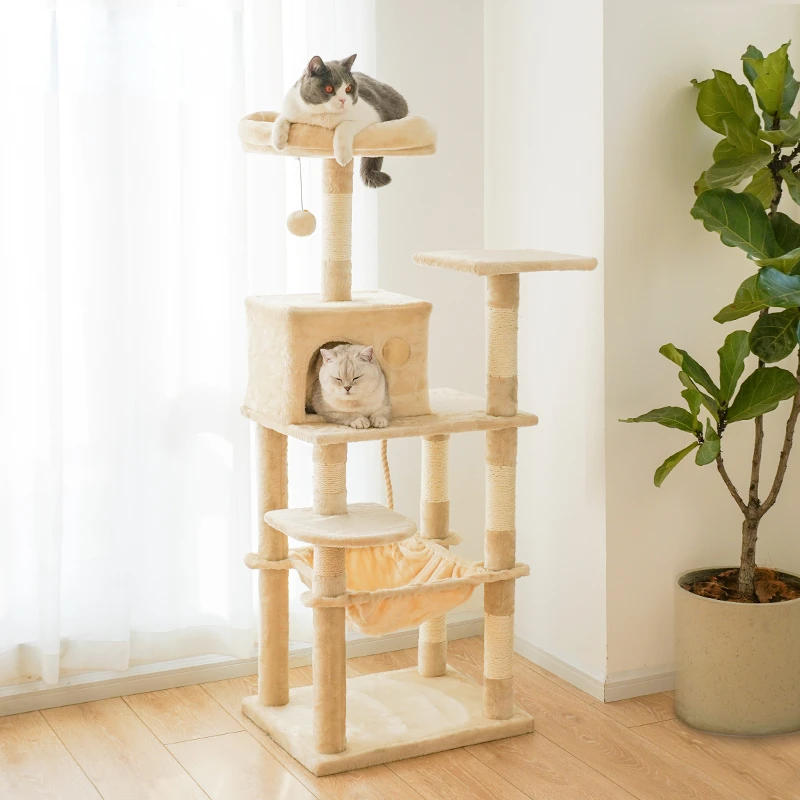 Cat Climbing Frame  Nest  Tree Integrated Scratching Pole Large Climber Four Seasons Universal Non-Occupied Area