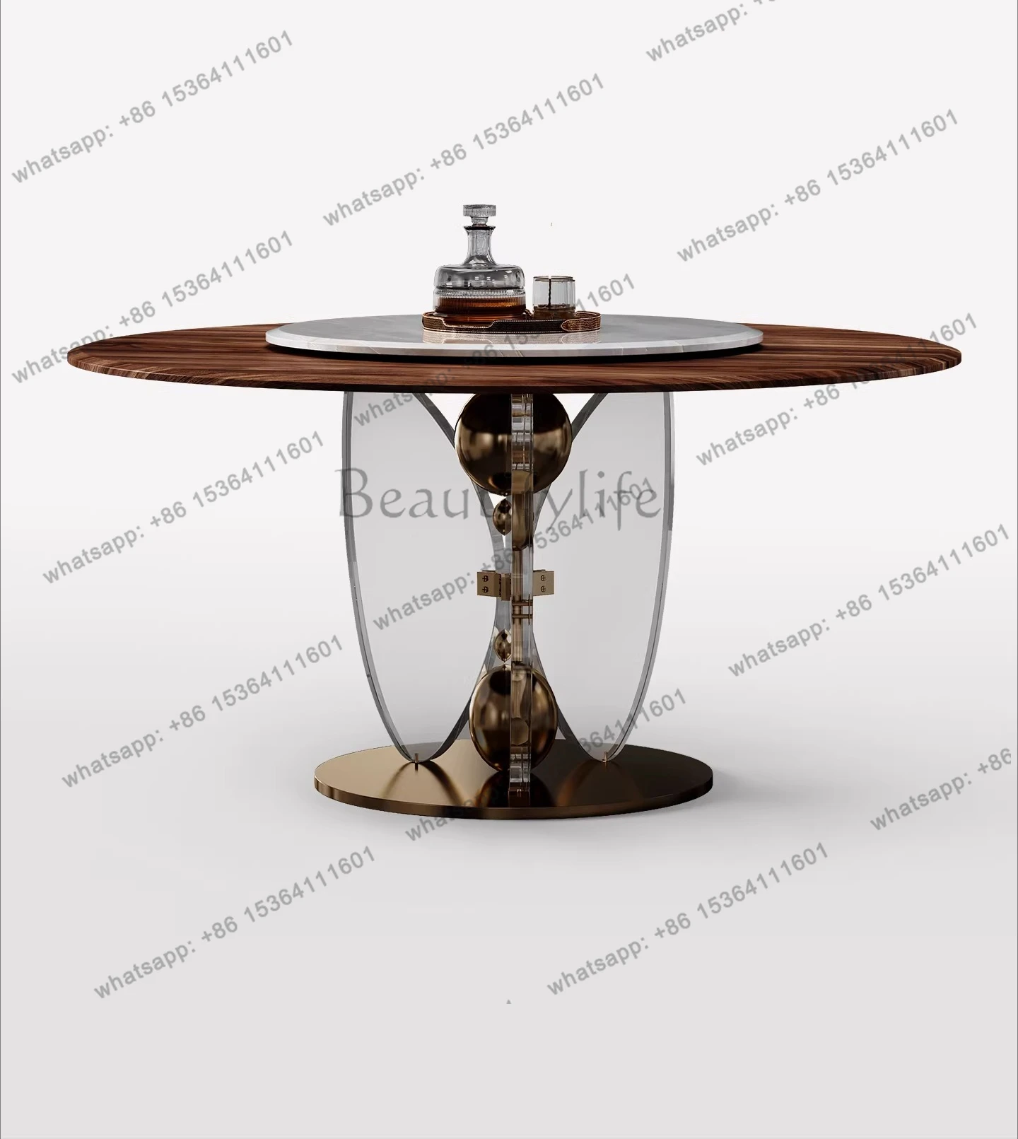 Butterfly dining table Italian light luxury luxury high sense acrylic floating round dining table