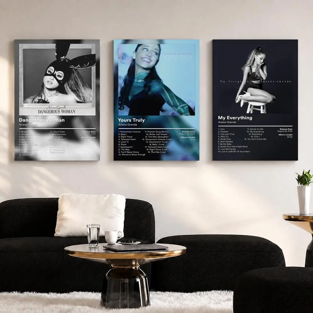Singer Album A-Ariana G-Grande Framed Wall Painting Ready to Hang Canvas Wall Art Poster for Bedroom Living Room Home Decor Gift
