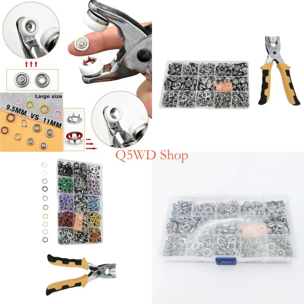 Q5WD 200set Metal Snaps Fasteners Installation Plier For DIY Projects Jean Clothing