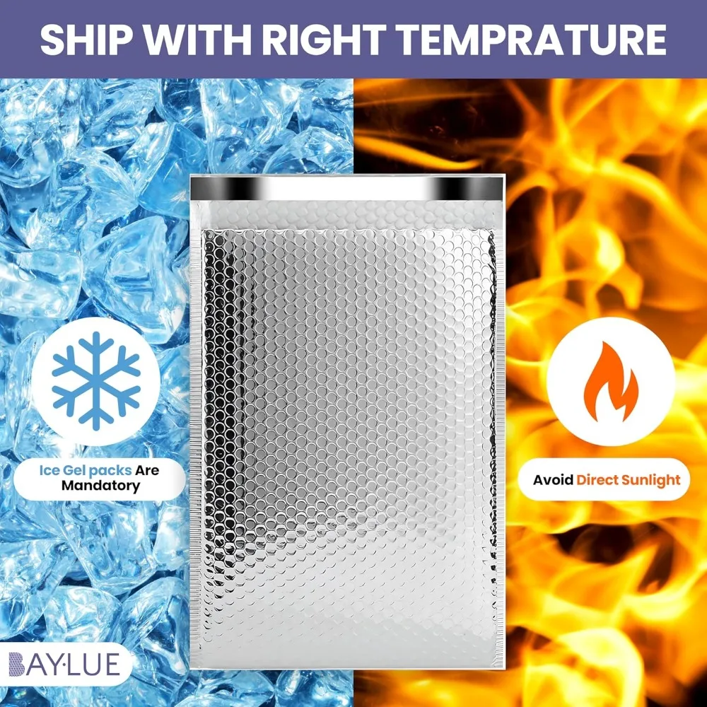 

Thermal Bubble Mailer 100 Pack Bulk for Cold Shipping | Waterproof Thermal Foil Shipping Envelopes | Secure Cold Shipping Bags