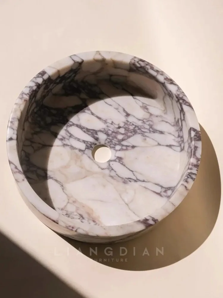 Modern Light luxury Bulgari Purple Natural Marble Round Shape Wash Basin Household Use Bathroom High level Sense Wash Hand Basin