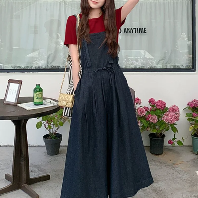 2025 جديد الدنيم الحمالات المرأة رقيقة عادية الحد من العمر فضفاض التخسيس مزاجه بنطال ذو قصة أرجل واسعة #1