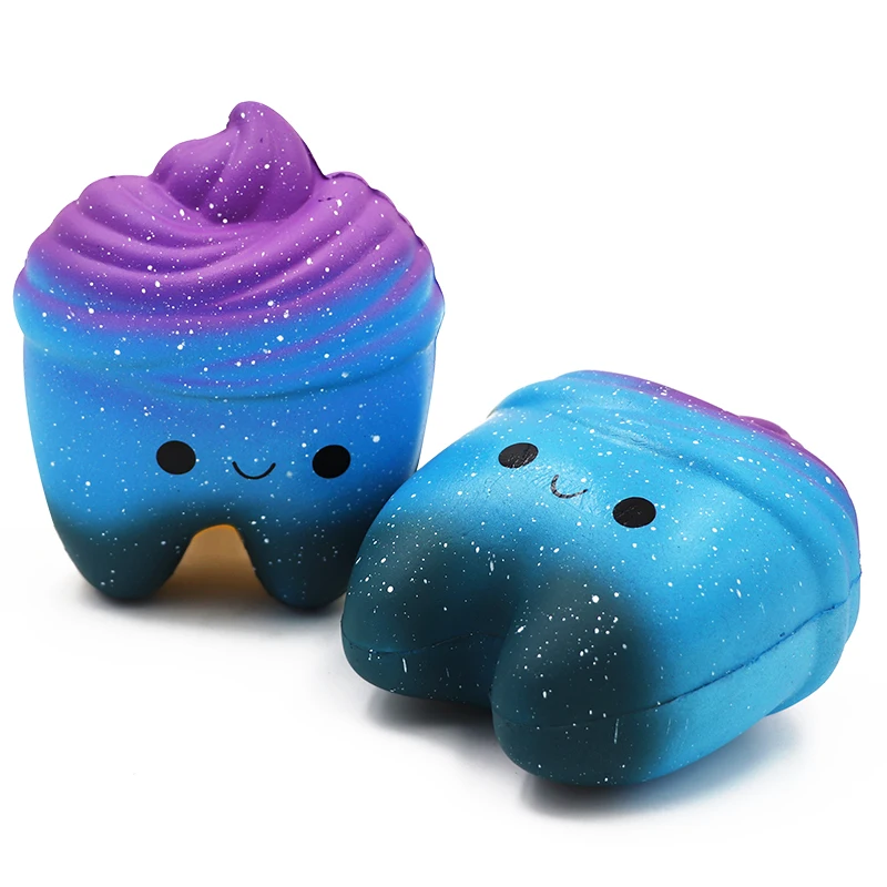 Lindo juguete para apretar de rebote lento con forma de dientes, regalo de clínica de dentista para niños y adultos, Spinner de mano para aliviar el estrés