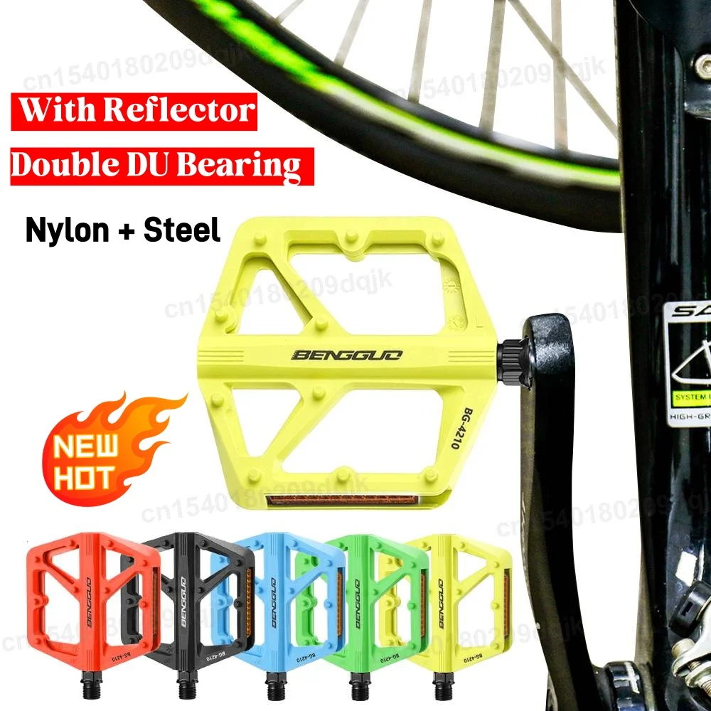 

Нейлоновые велосипедные педали с двойным подшипником DU и отражателем, сверхлегкие велосипедные педали, противоскользящие велосипедные платформы, педали, аксессуары для велосипеда