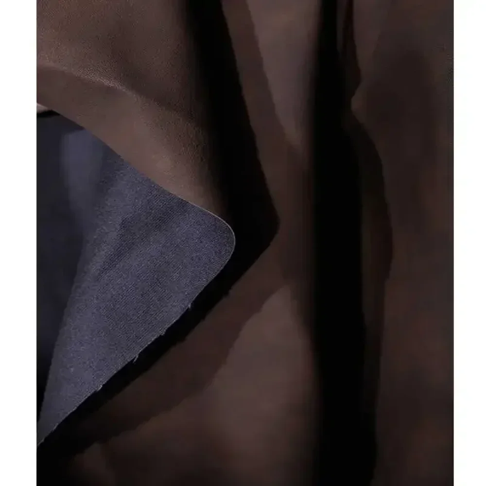 

Градиентная смешанная ретро темно-коричневая ткань из искусственной кожи, эластичная широкая ткань для верхней одежды, дизайнерская ткань для шитья своими руками на метр