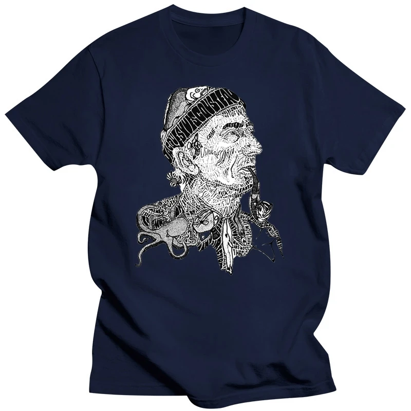 Printed Men T Shirt Cotton tShirt O-Neck Short-Sleeve Women T-Shirt Jacques Cousteau