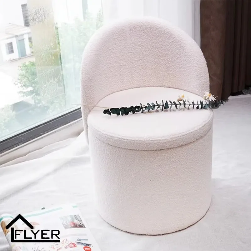 Nordic Modern Rotating Dressing Stool Simple Bedroom Leisure Chair Removable Backrest Household Makeup Table Subtle Red