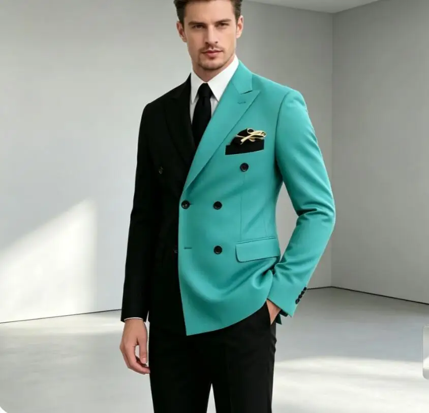 New Men's Double Breasted Formal 2 Piece Suits Tuxedo for Wedding Business Classic Groom Best Man Costume Male Party Wear Homme