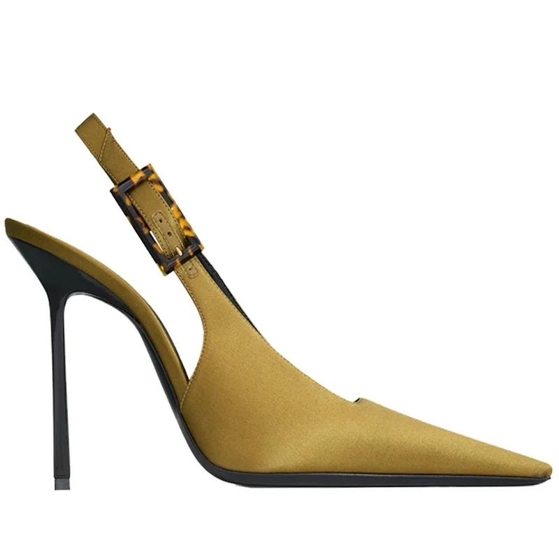 

Pointed Cover Toe Slingback Stiletto Heels Sandals for Women Back Strap Rose Red Yellow High-End High-Heeled Shoes for Lady