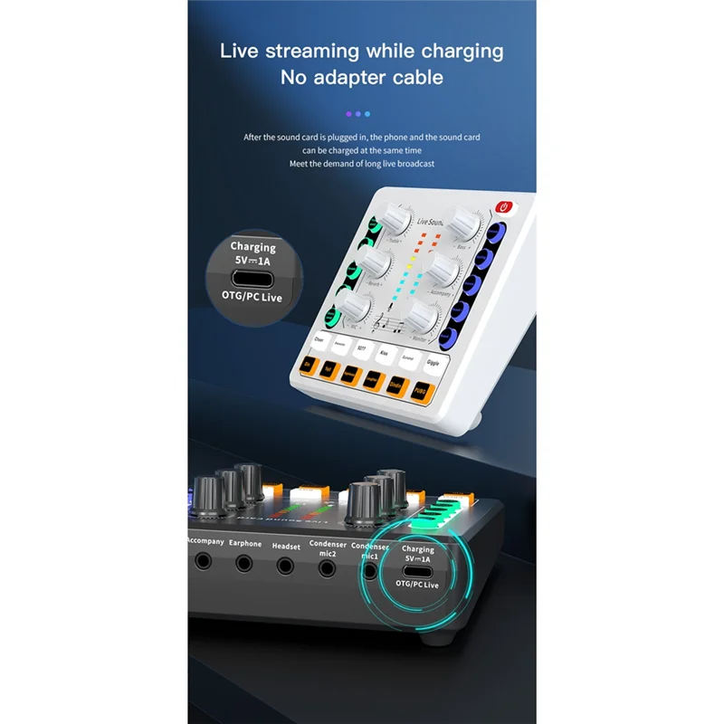 B68C M8 Живая звуковая карта Беспроводной Bluetooth аудиомикшер Оборудование для подкастов с микрофоном для потоковой передачи подкастов