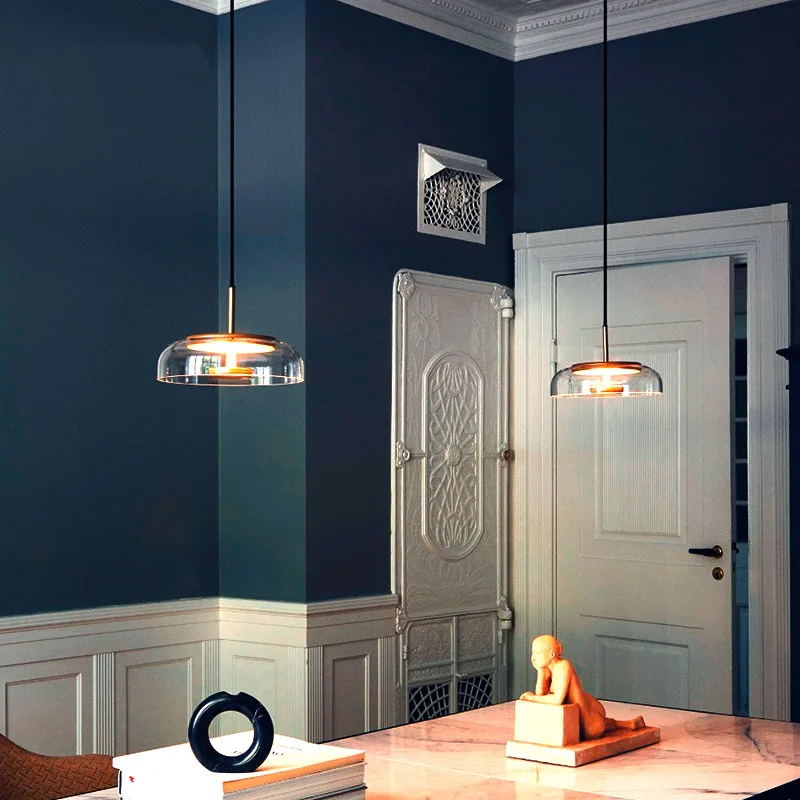 Lámpara colgante moderna para restaurante, candelabro pequeño para dormitorio, luz de suspensión de colores cálidos, luz colgante de cristal, decoración, luz superior