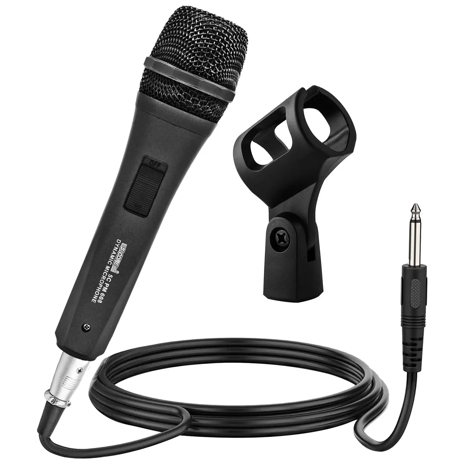 5 CORE Microphone Dynamic Vocal Handheld Mic Cardioid Unidirectional Microfono w On Off Switch + XLR Audio Cable for Singing Karaoke Public Speaking & Parties - PM 608