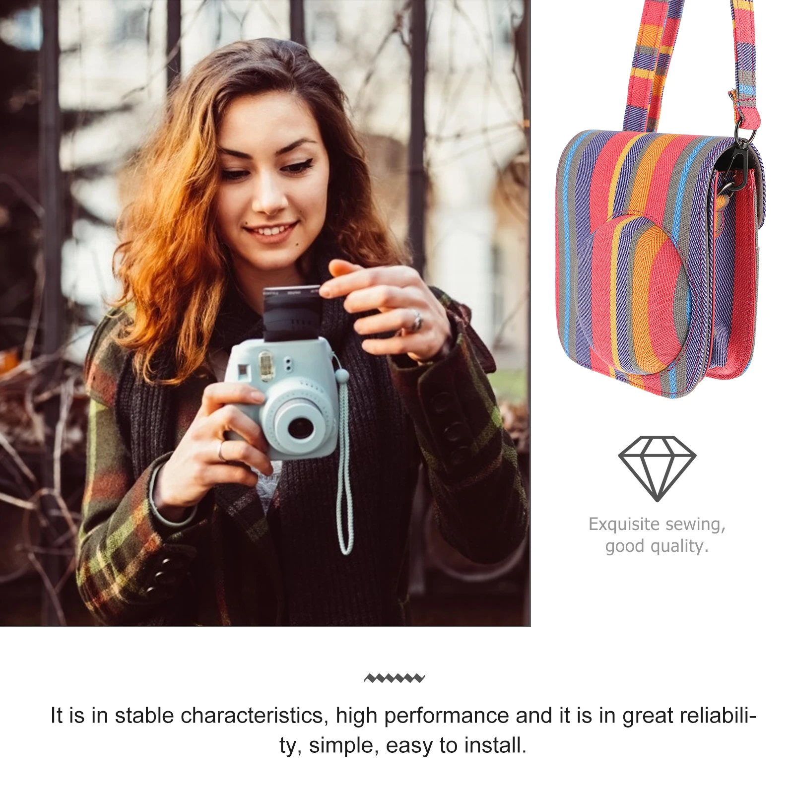 

1pc Instant Camera Case For 9 Adjustable Camera Travel Protection Bag Compatible With Fujifilm Mini Canvas Shoulder Bag