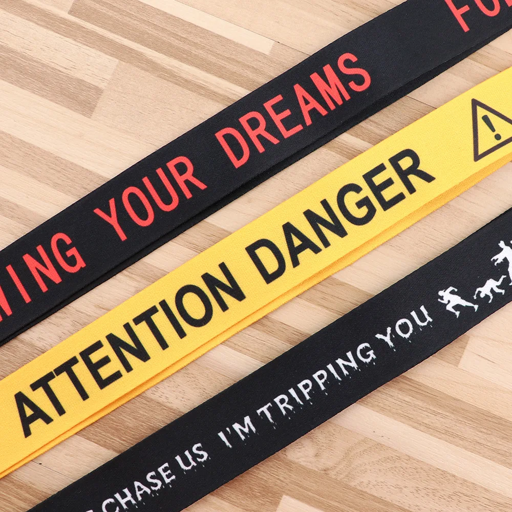 Warning Sign Lanyards Cool Neck Strap Phone Keys ID Card Holder Lanyard For Keys DIY Hang Rope Lanyards