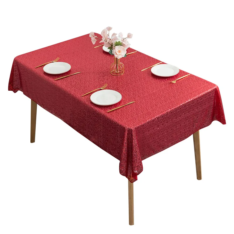 Wedding Events Party Favor Embroidered Sequin Table Cover Cloth Rectangle Rose Gold Silver For Festival Ceremony Decor