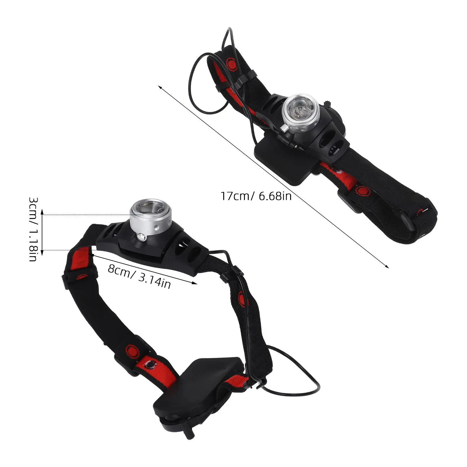 LED Headlamp 500 Lumens Adjustable Lightweight Elastic Strap for Running Hiking Camping Fishing Hunting