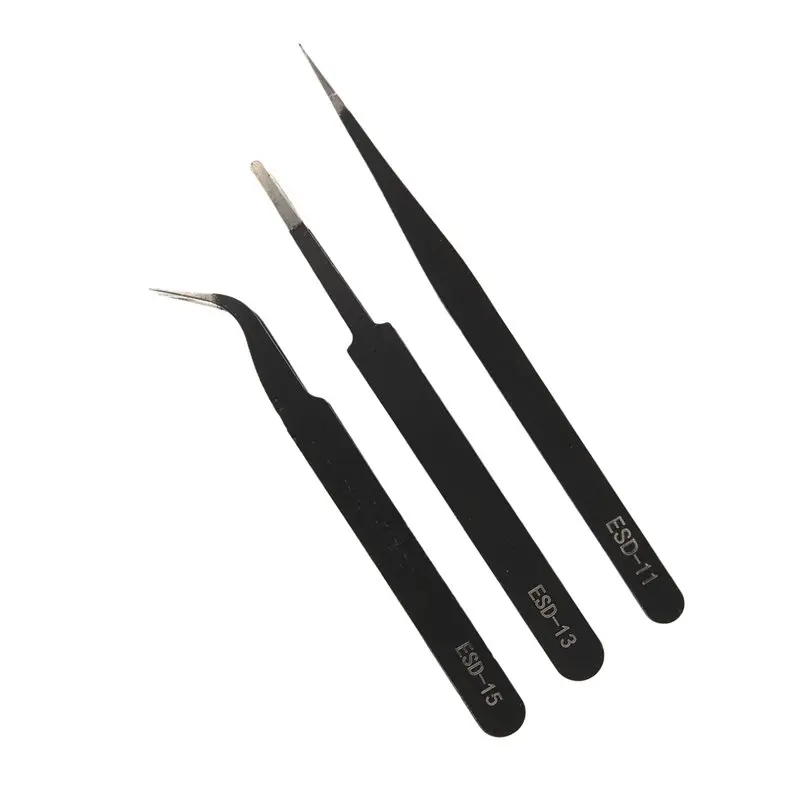 A19F-Precision Tweezers Set,Upgraded Anti-Static Stainless Steel Tweezers, For Electronics Repair, Model Building