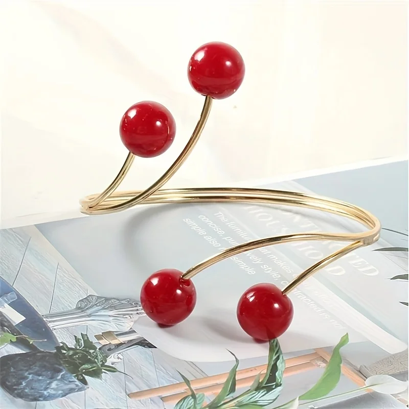 2 pieces of red artificial pearl metal curtain straps, curtain buckles, bedroom and living room decoration curtain decoration
