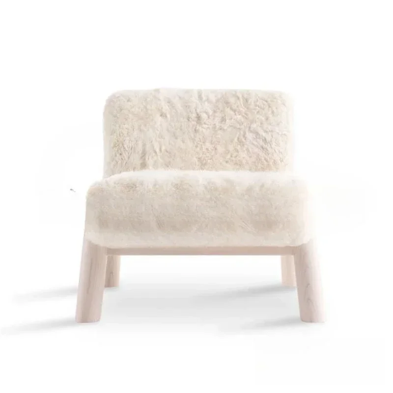 Medieval solid wood lamb wool single sofa chair