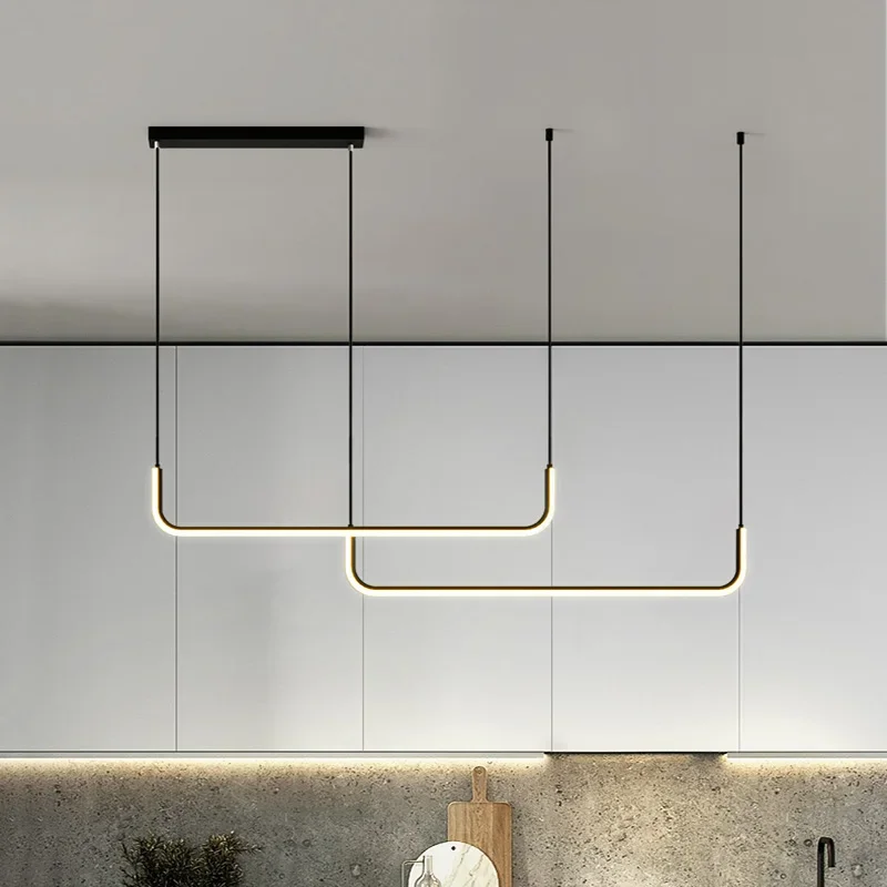 Plafonnier LED suspendu au design moderne simple, luminaire décoratif d'intérieur, idéal pour une table à manger ou une cuisine