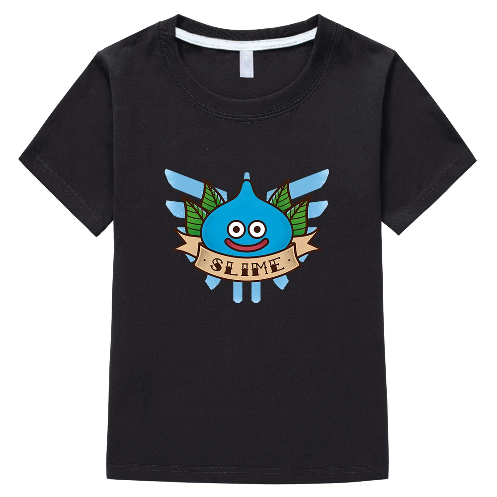 T-shirt imprimé DRAGON QUEST Game Kawaii, 100% coton, manches courtes, dessin animé, mignon, décontracté, pour garçons/filles, pour enfants, été