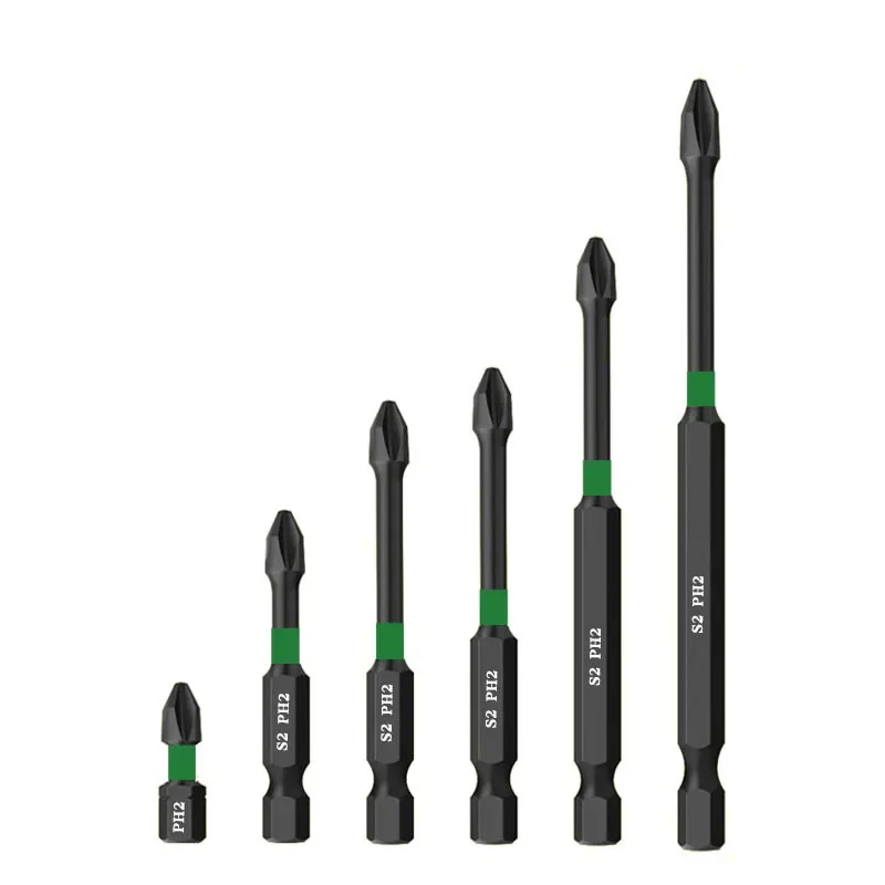 Black Impact Cross Screwdriver Bits Hex Shank Magnetic Electric Drill Tool