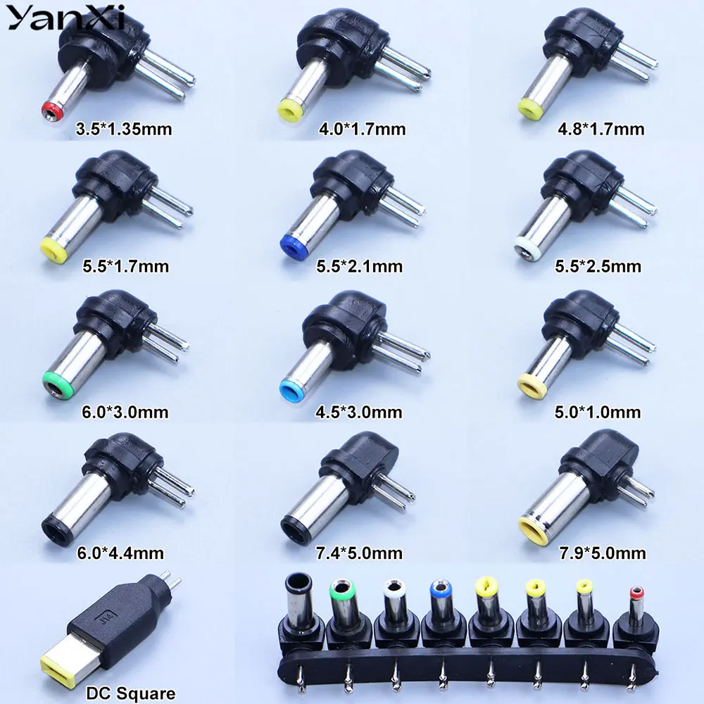DC Power Male Plug Connector 2Pin Charger Adapter 5.5x2.5/2.1/1.7/4.8x1.7/4.0x1.7/3.5x1.35mm For HP DELL Laptop Notebook Compute
