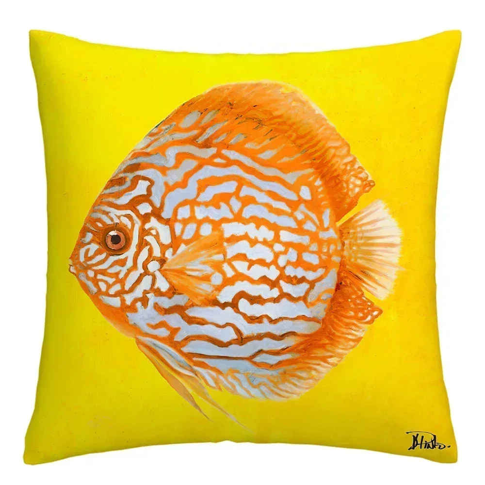 

Ocean Ornamental Fish Linen Pillow Cover Decoration Living Room Sofa Decoration Cushion Cover Home Decor Car Cushion Cover 40x40