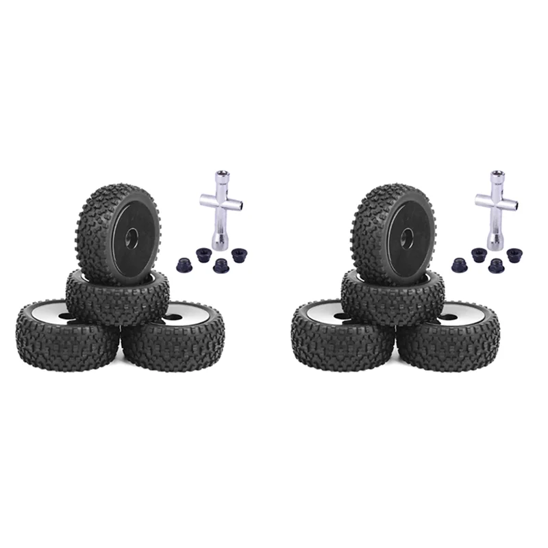 【NEW USER EXCLUSIVE】8Pcs 85Mm Tires Wheel Tyre For Wltoys 144001 124019 104001 RC Car Upgrade Parts 1/10 1/12 1/14 Scale Off Roa