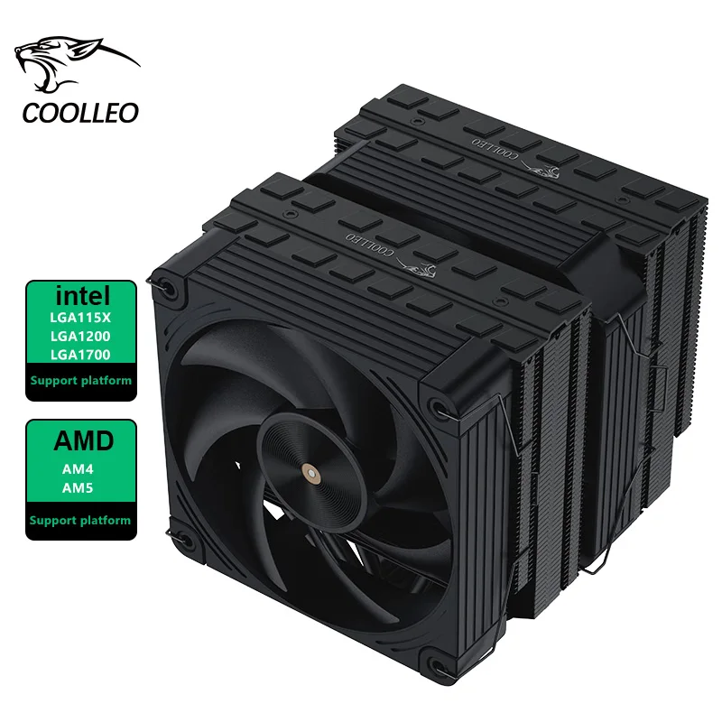 COOLLEO P60T V2 Performance Version CPU Cooler Double Towers Double Fans 6 Heat Pipes PC Radiator For LGA1700 115X AMD AM5 AM4