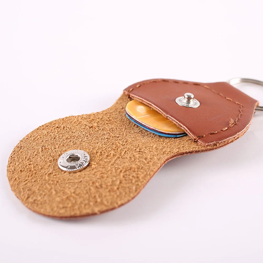 Guitarist Keychain Pick Pouch- Pu Leather Case W/ Quick-Access Design Secure On-Stage Pick Storage for Gig Bags/keys