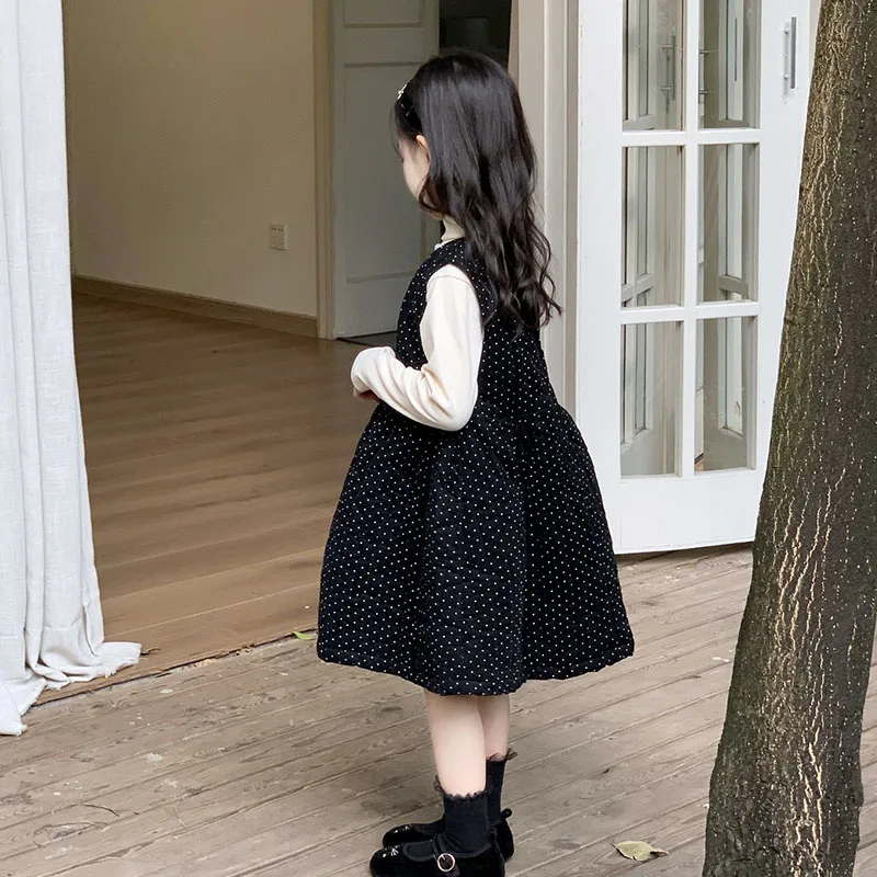 

Corduroy Christmas Dresses For Girls Winter Fall Sleeveless Girls Black Dress Jumper Skirt Thick Padded Clothing Party Sundress