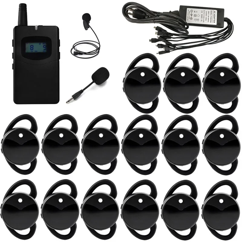 

Wireless Whisper Tour Guide System 1 Transmitter 15 Receivers 1 Charger Audio Guide System For Factory